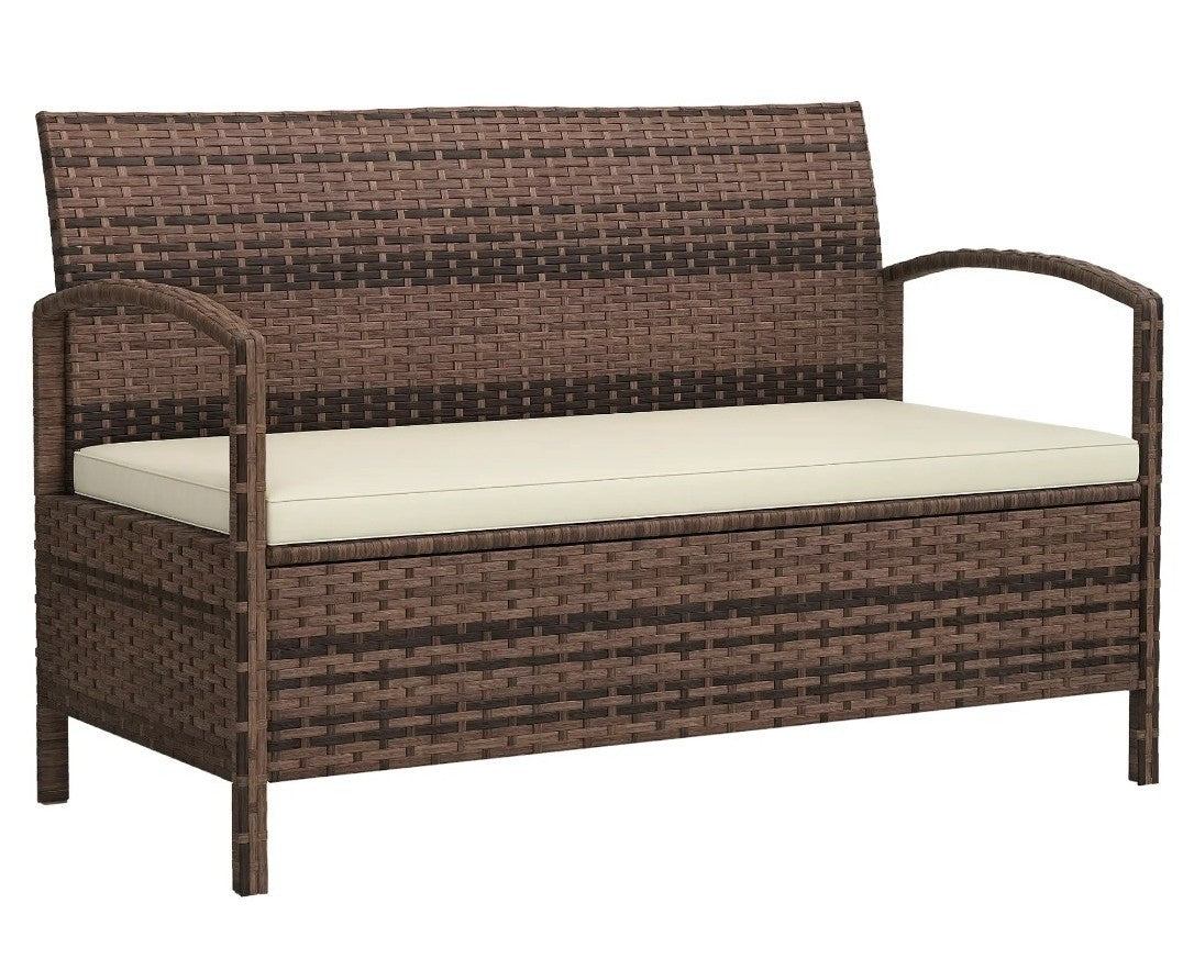Garden Storage Bench with 125L Storage & Cushion | Outdoor Patio