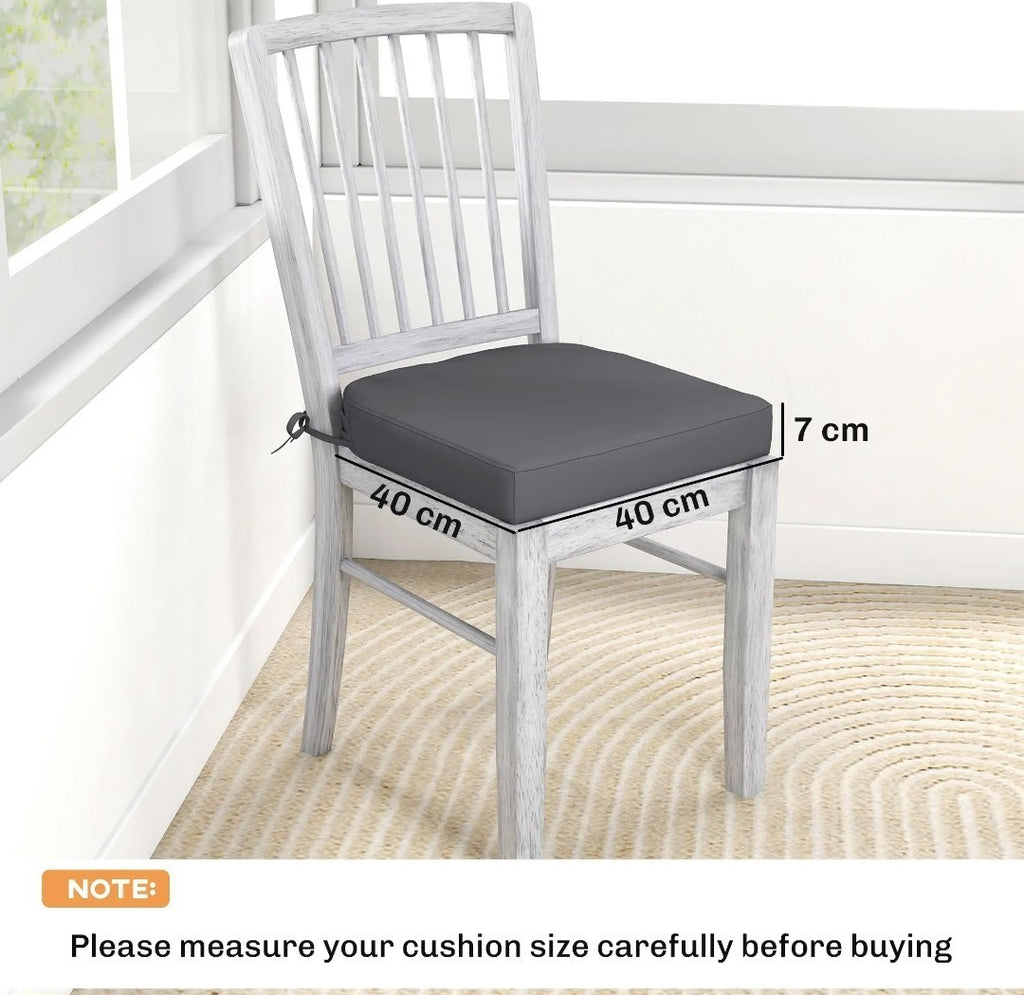 Garden Chair Seat Cushions | Set of 2 | 7cm Foam | Water-Resistant | Dark Grey