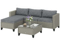 5-Piece Rattan Corner Sofa Set with Coffee Table – Dark Grey