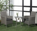 3-Piece Rattan Garden Bistro Set with 2-Tier Table | Grey