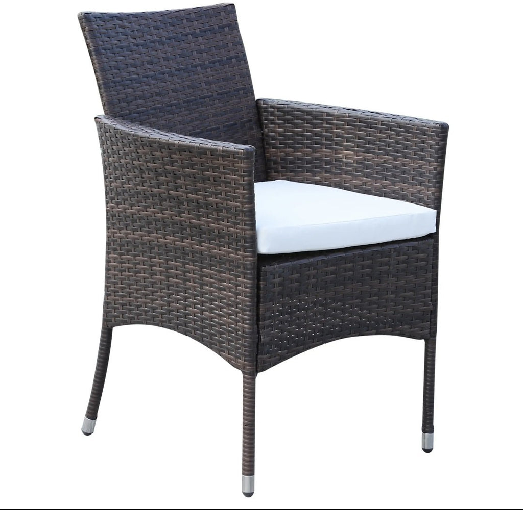7-Piece Rattan Garden Dining Set with Cushions – Brown