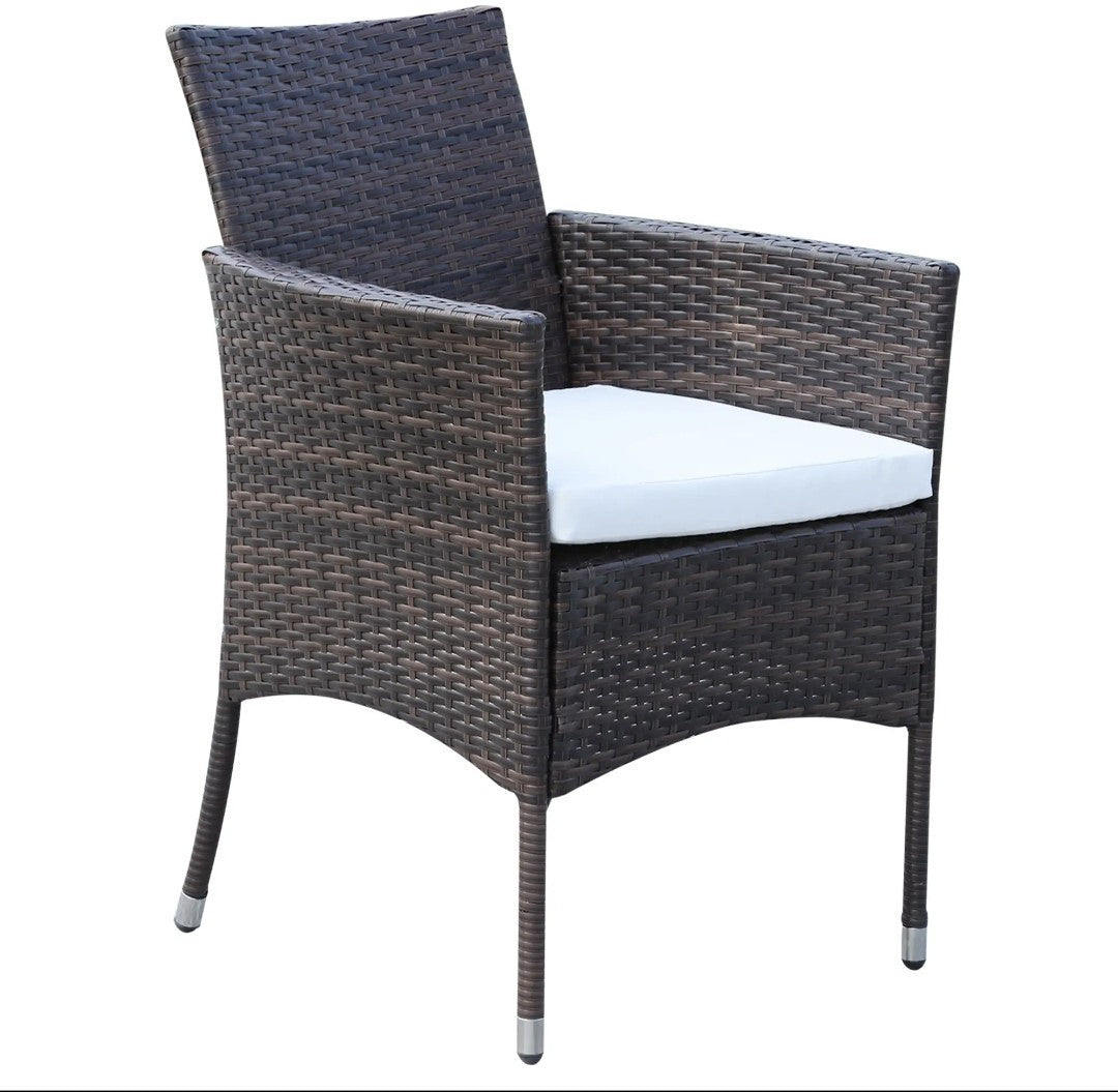 7-Piece Rattan Garden Dining Set with Cushions – Brown