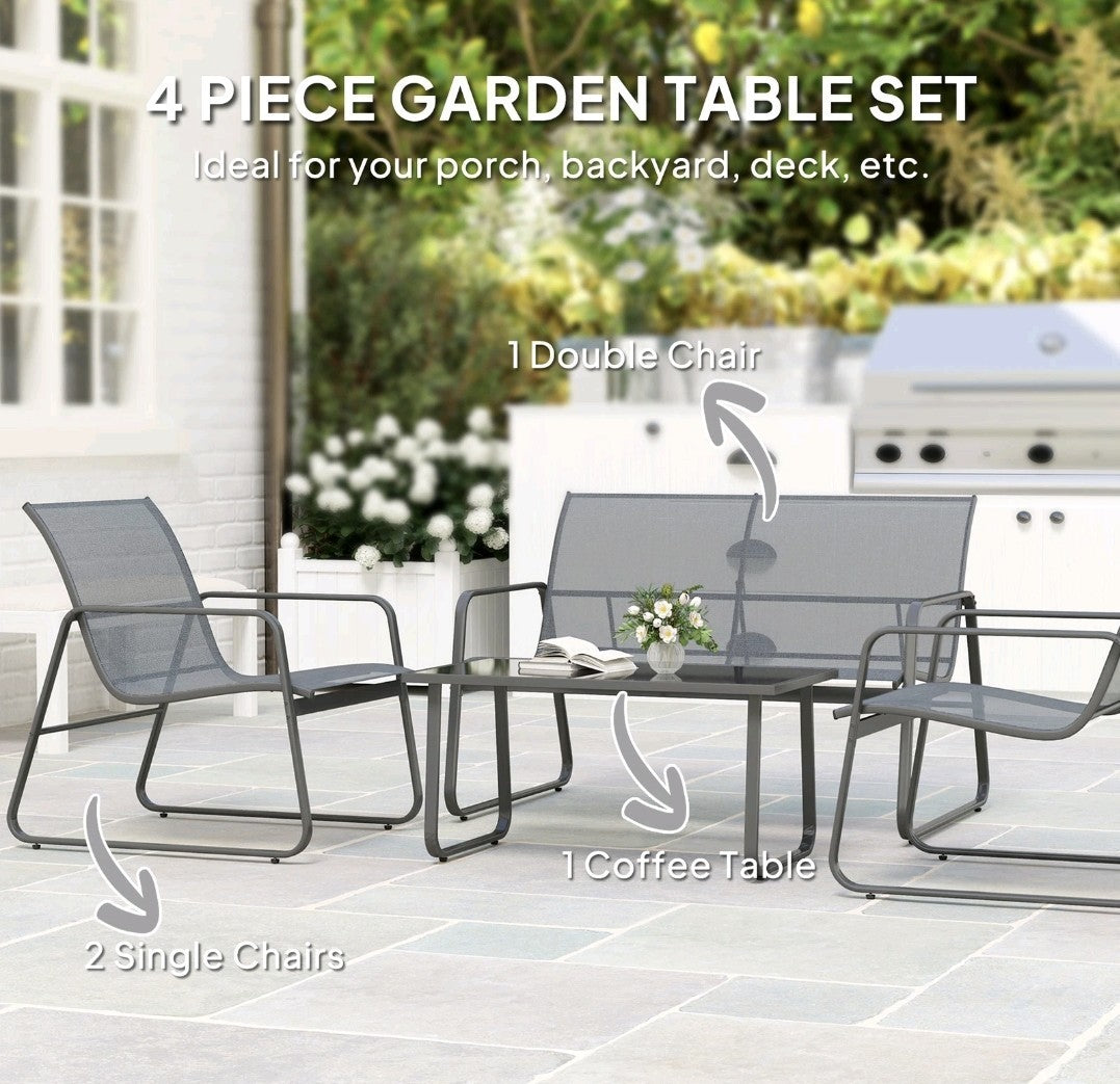 4-Piece Minimalist Garden Sofa Set | Outdoor Patio Furniture with Cushions