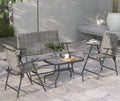 4-Piece Metal Garden Sofa Set with Glass Table – Grey