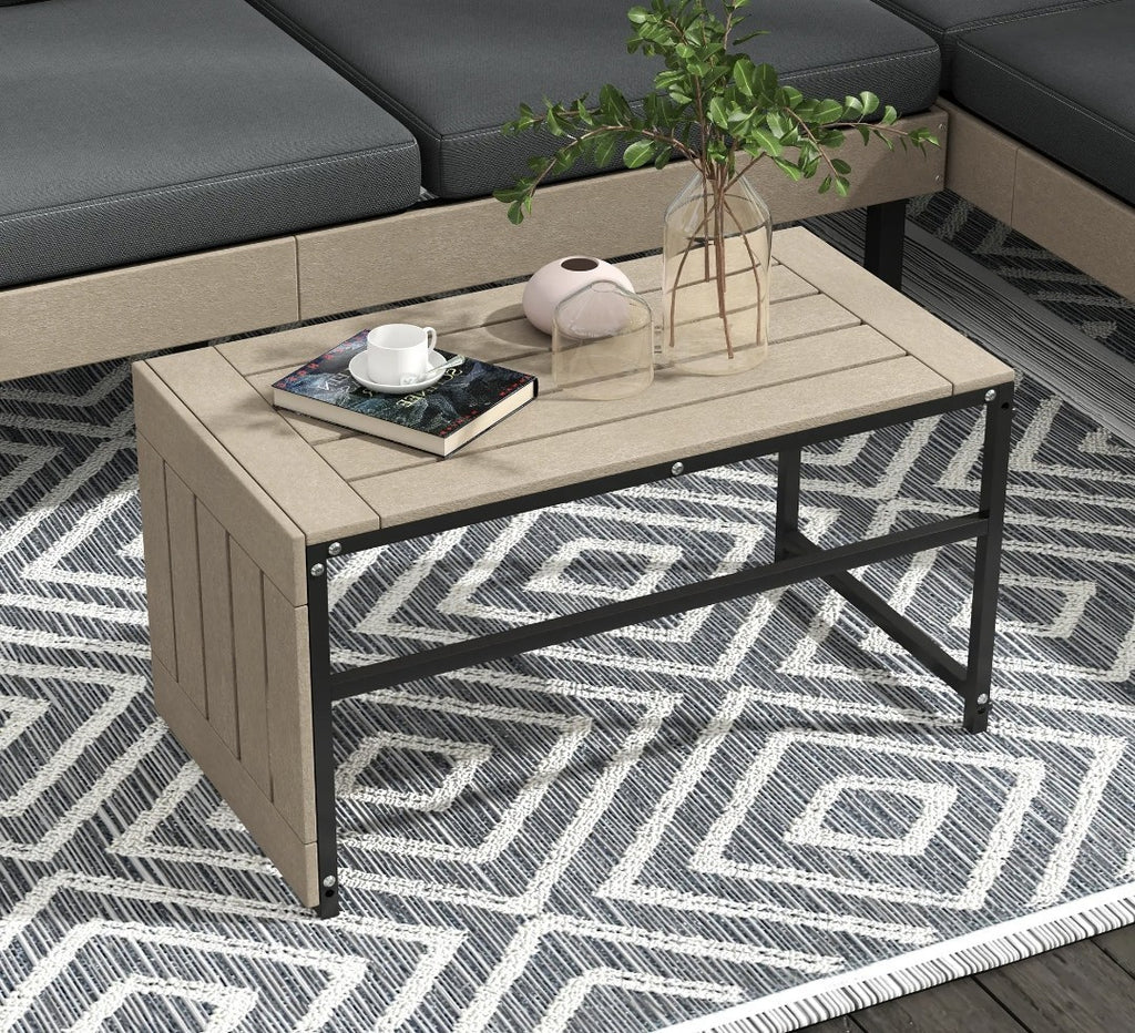 3-Piece L-Shaped Garden Sofa Set with Coffee Table – Grey