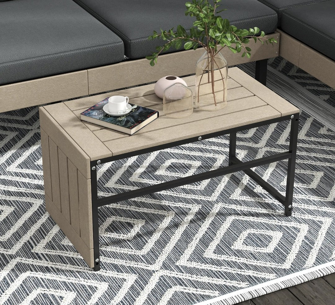 3-Piece L-Shaped Garden Sofa Set with Coffee Table – Grey