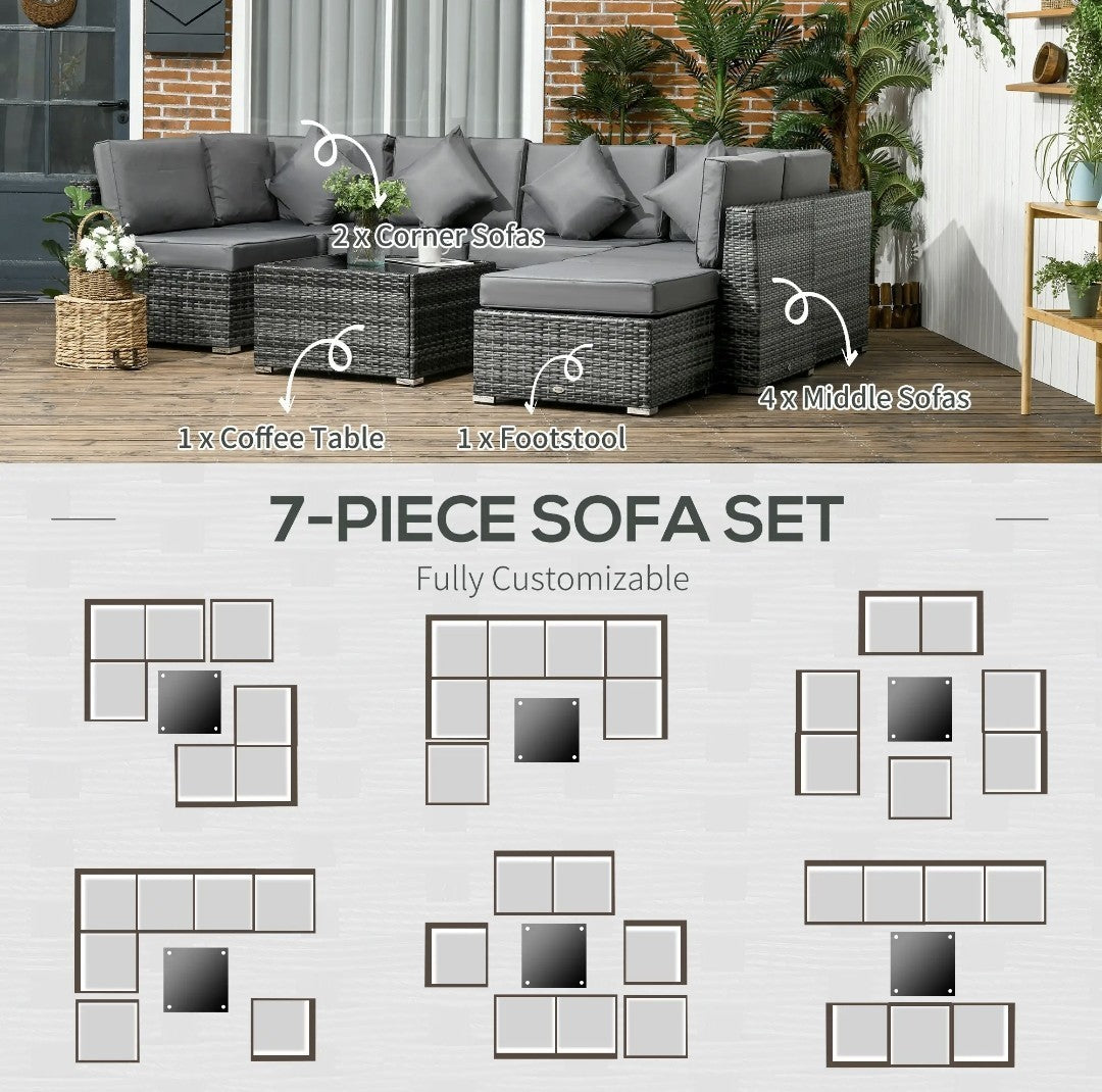 PE Rattan Corner Sofa Set | Outdoor Garden Furniture, Grey