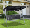 3-Seater Garden Swing Chair with Canopy – Black