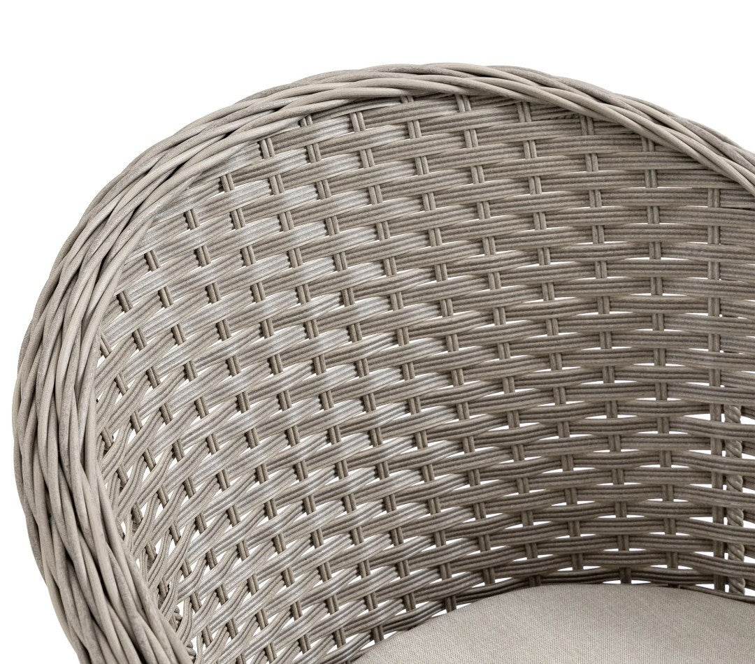 4-Seater Round PE Rattan Dining Set – Grey | FSC Certified with Glass Table & Cushions