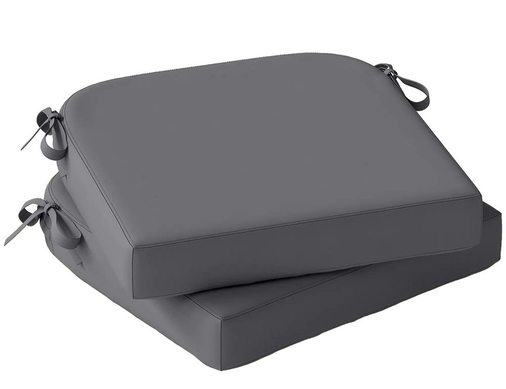 Garden Chair Seat Cushions | Set of 2 | 7cm Foam | Water-Resistant | Dark Grey