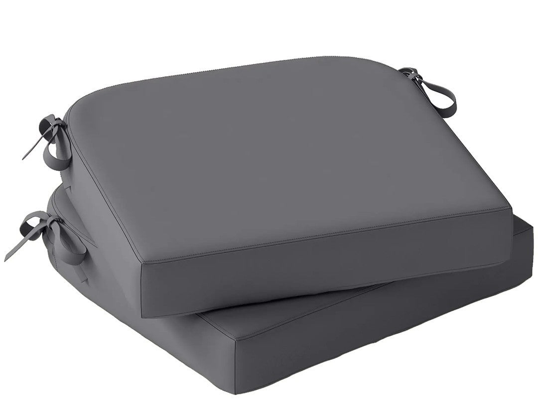 Garden Chair Seat Cushions | Set of 2 | 7cm Foam | Water-Resistant | Dark Grey