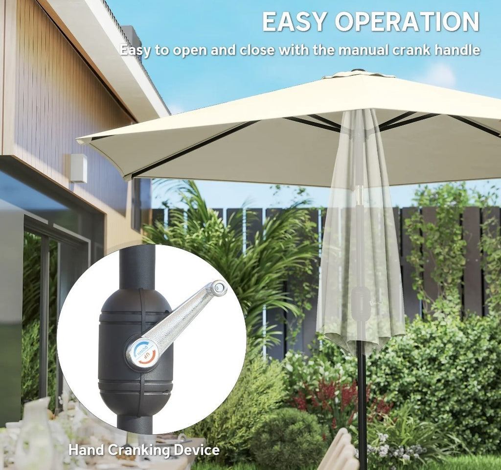 2.6m Garden Parasol with Tilt & Crank – Cream White