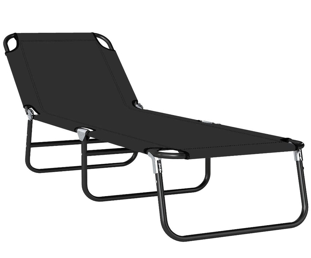 Foldable Sun Lounger | 5-Position Adjustable Backrest, Portable Recliner | Black