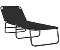 Foldable Sun Lounger | 5-Position Adjustable Backrest, Portable Recliner | Black
