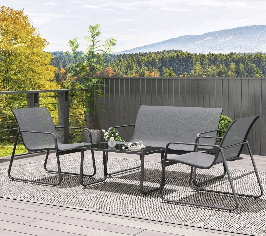 4-Piece Minimalist Garden Sofa Set | Outdoor Patio Furniture with Cushions
