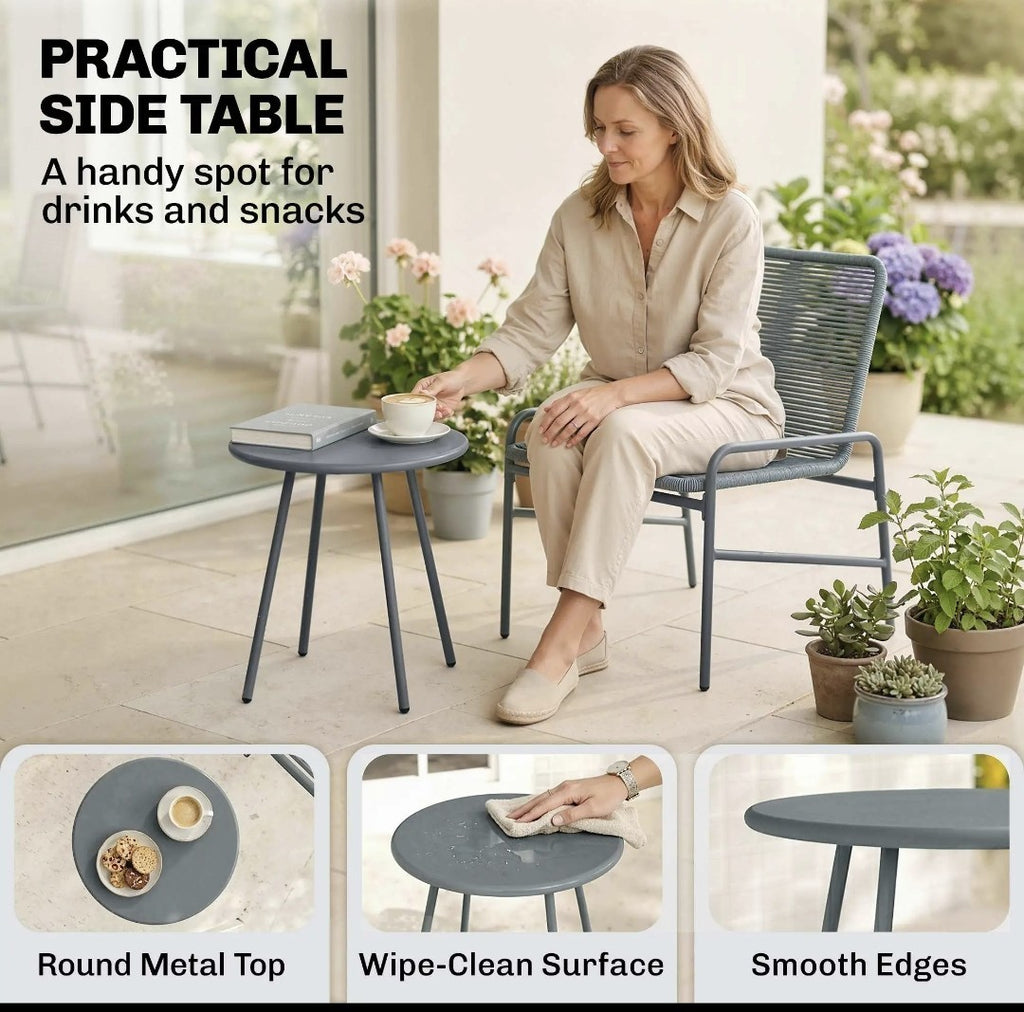 3-Piece Rattan Bistro Set | 2 Chairs & Round Coffee Table, Outdoor Garden