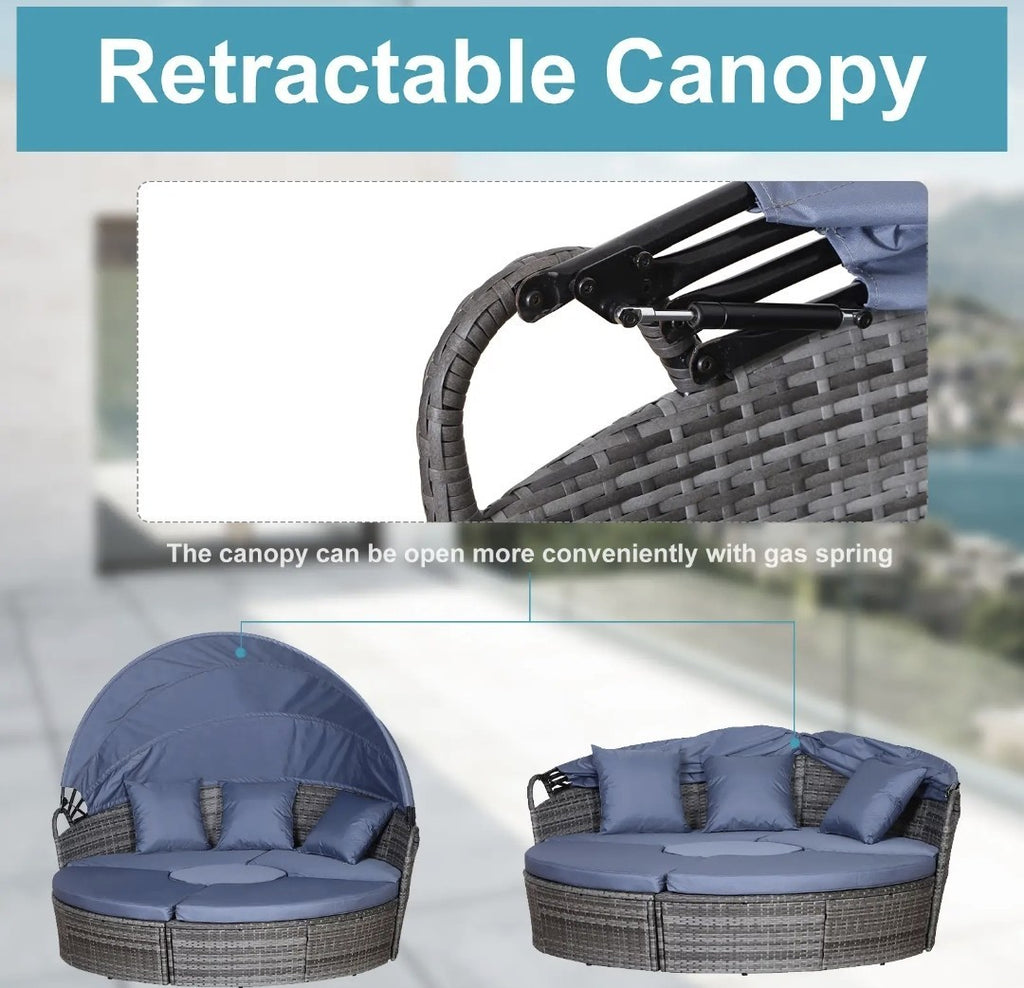 Outdoor PE Rattan Garden Furniture Set | Cushioned Patio Wicker Conversation Set