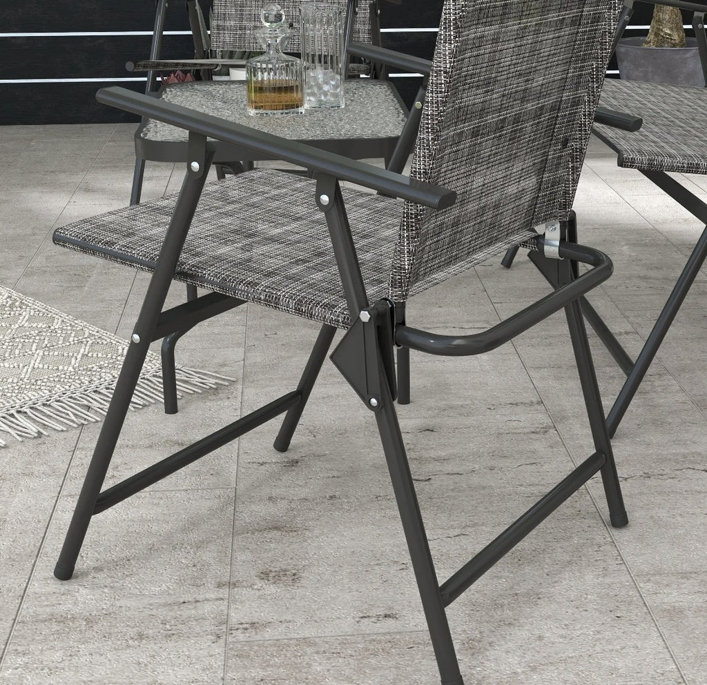 4-Piece Metal Garden Sofa Set with Glass Table – Grey