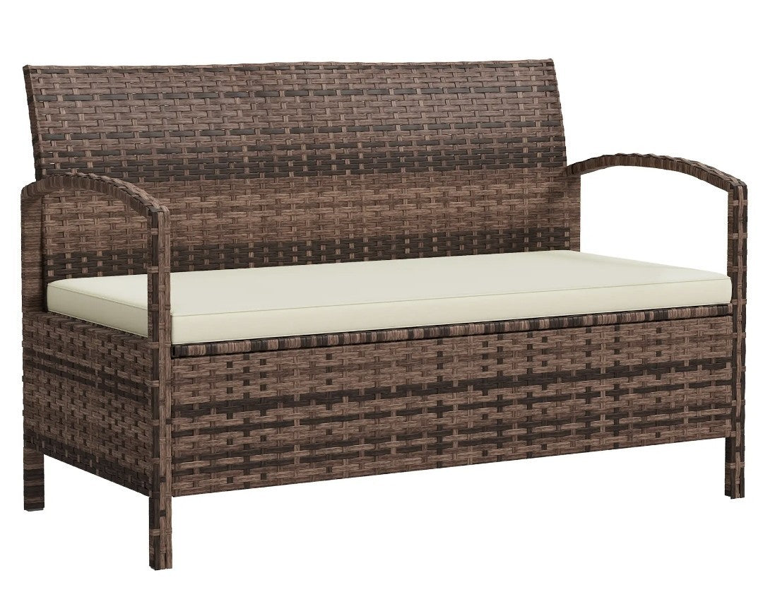 Garden Storage Bench with 125L Storage & Cushion | Outdoor Patio