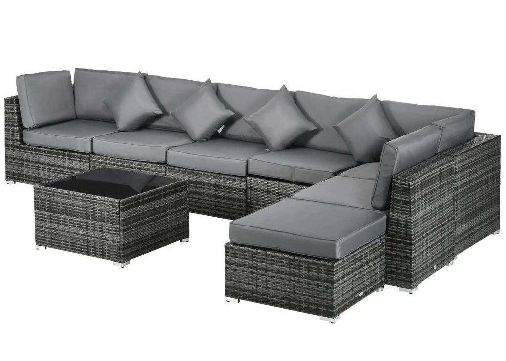 PE Rattan Corner Sofa Set | Outdoor Garden Furniture, Grey