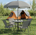 4-Seater Garden Furniture Set with Parasol – 6 Piece, Grey