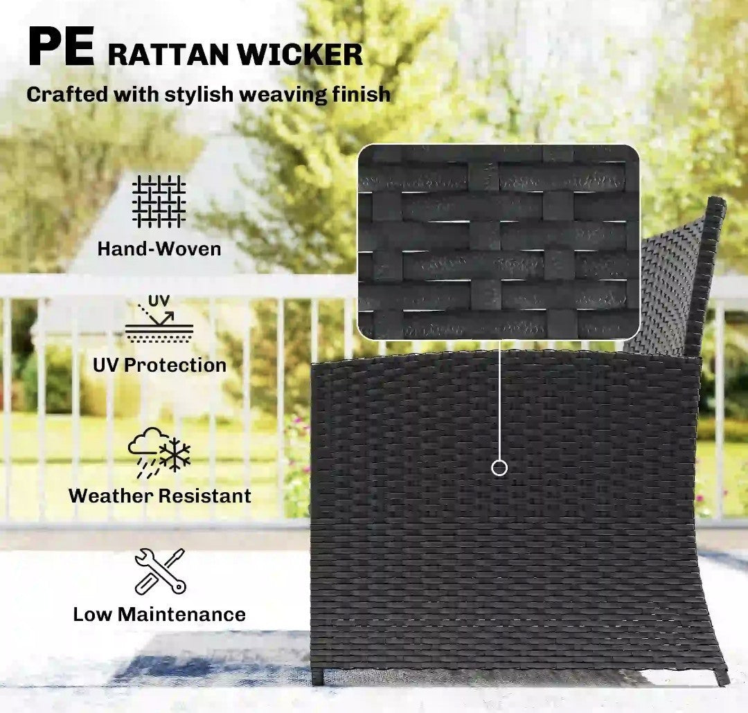 6-Piece Space-Saving Rattan Patio Furniture Set with Cushions – Black