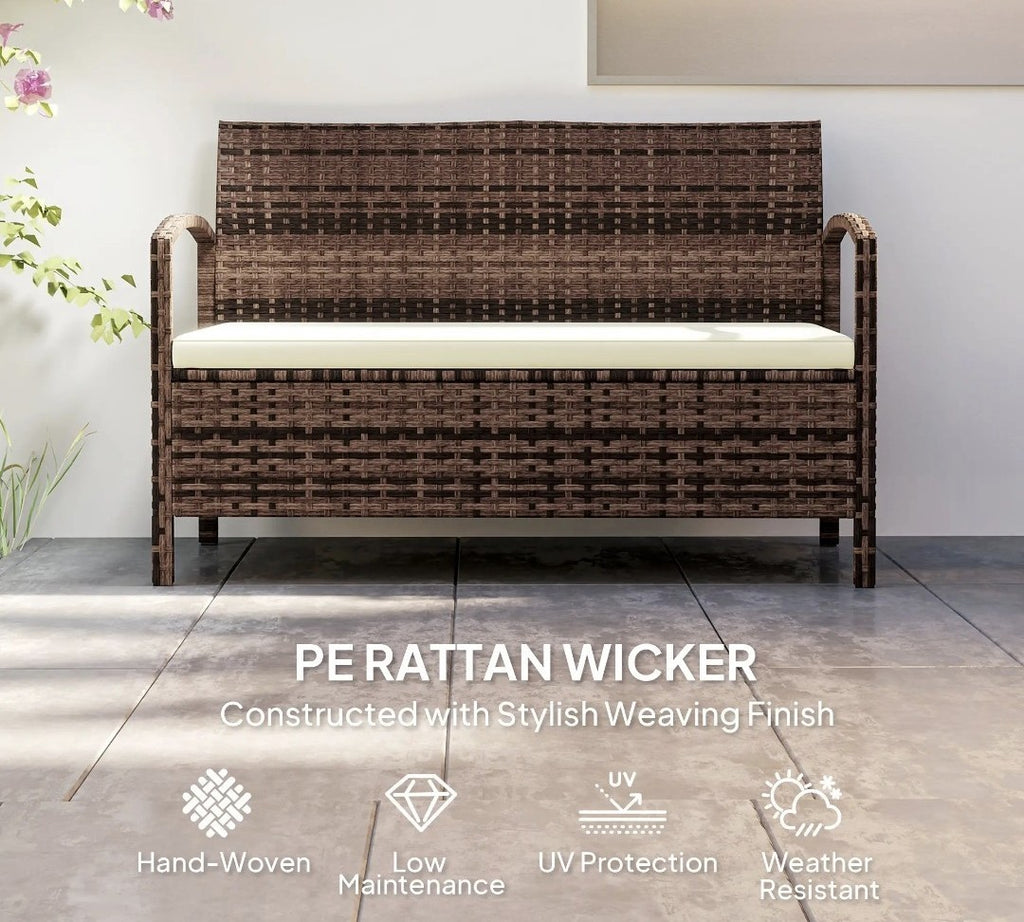 Garden Storage Bench with 125L Storage & Cushion | Outdoor Patio
