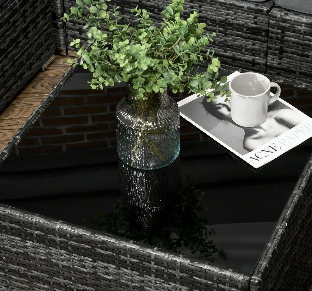 PE Rattan Corner Sofa Set | Outdoor Garden Furniture, Grey