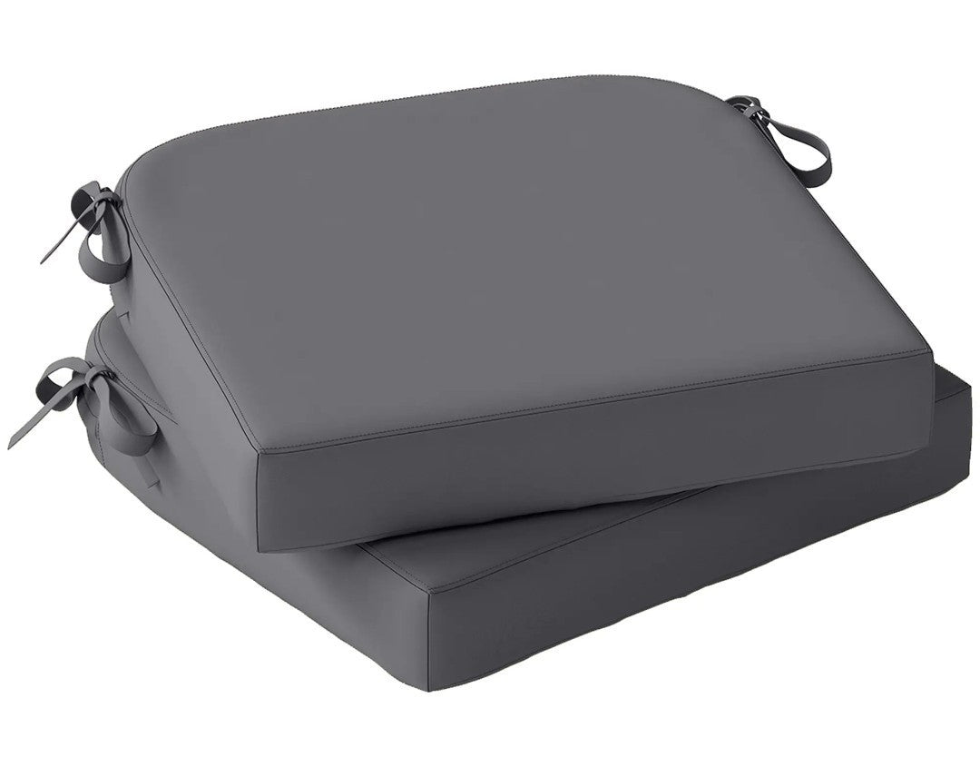 Garden Chair Seat Cushions | Set of 2 | 7cm Foam | Water-Resistant | Dark Grey