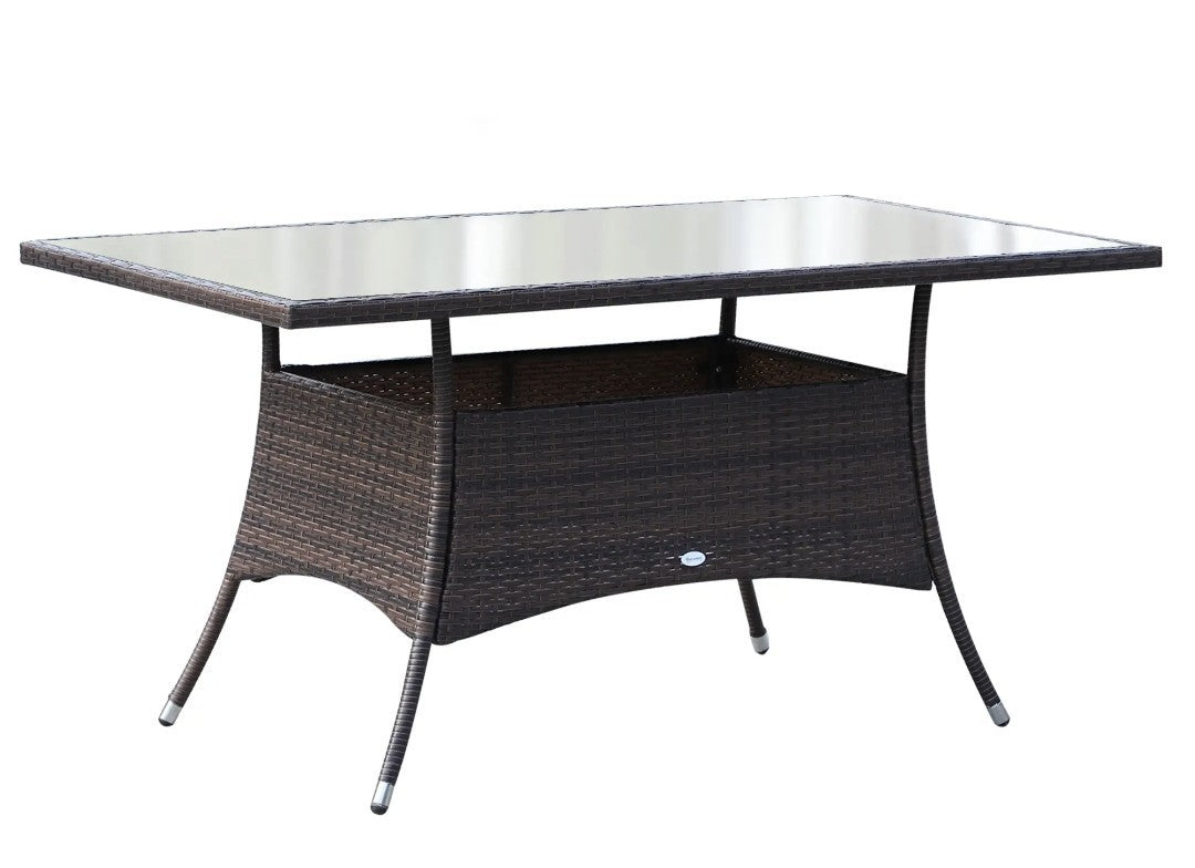 7-Piece Rattan Garden Dining Set with Cushions – Brown