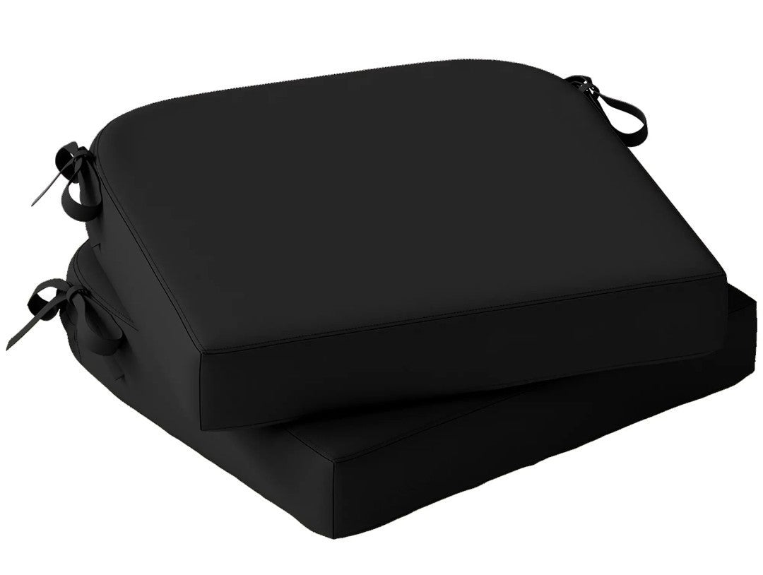Garden Chair Seat Cushions | Set of 2 | 7cm Foam | Water-Resistant | Black
