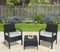 2-Seater Rattan Bistro Set with Table & Cushions | Black