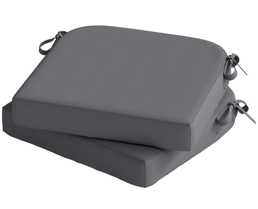 Garden Chair Seat Cushions | Set of 2 | 7cm Foam | Water-Resistant | Dark Grey