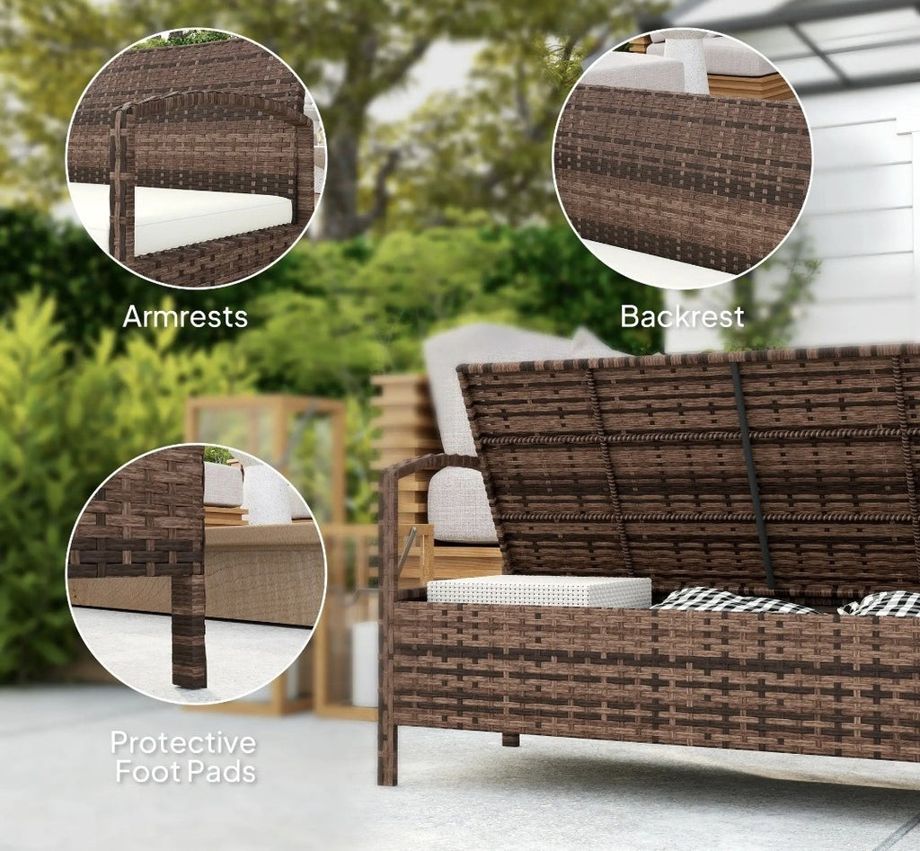 Garden Storage Bench with 125L Storage & Cushion | Outdoor Patio
