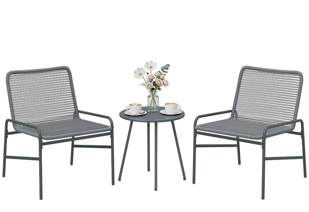 3-Piece Rattan Bistro Set | 2 Chairs & Round Coffee Table, Outdoor Garden