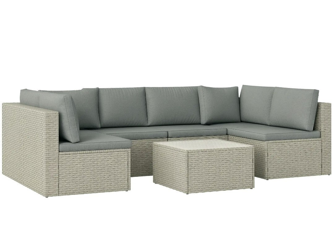 7-Piece Modular Rattan Garden Set | Light Brown Outdoor Patio Furniture