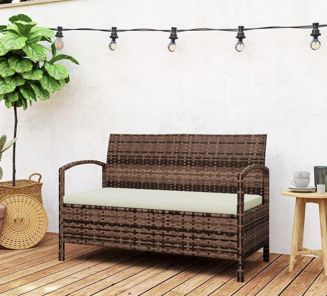 Garden Storage Bench with 125L Storage & Cushion | Outdoor Patio