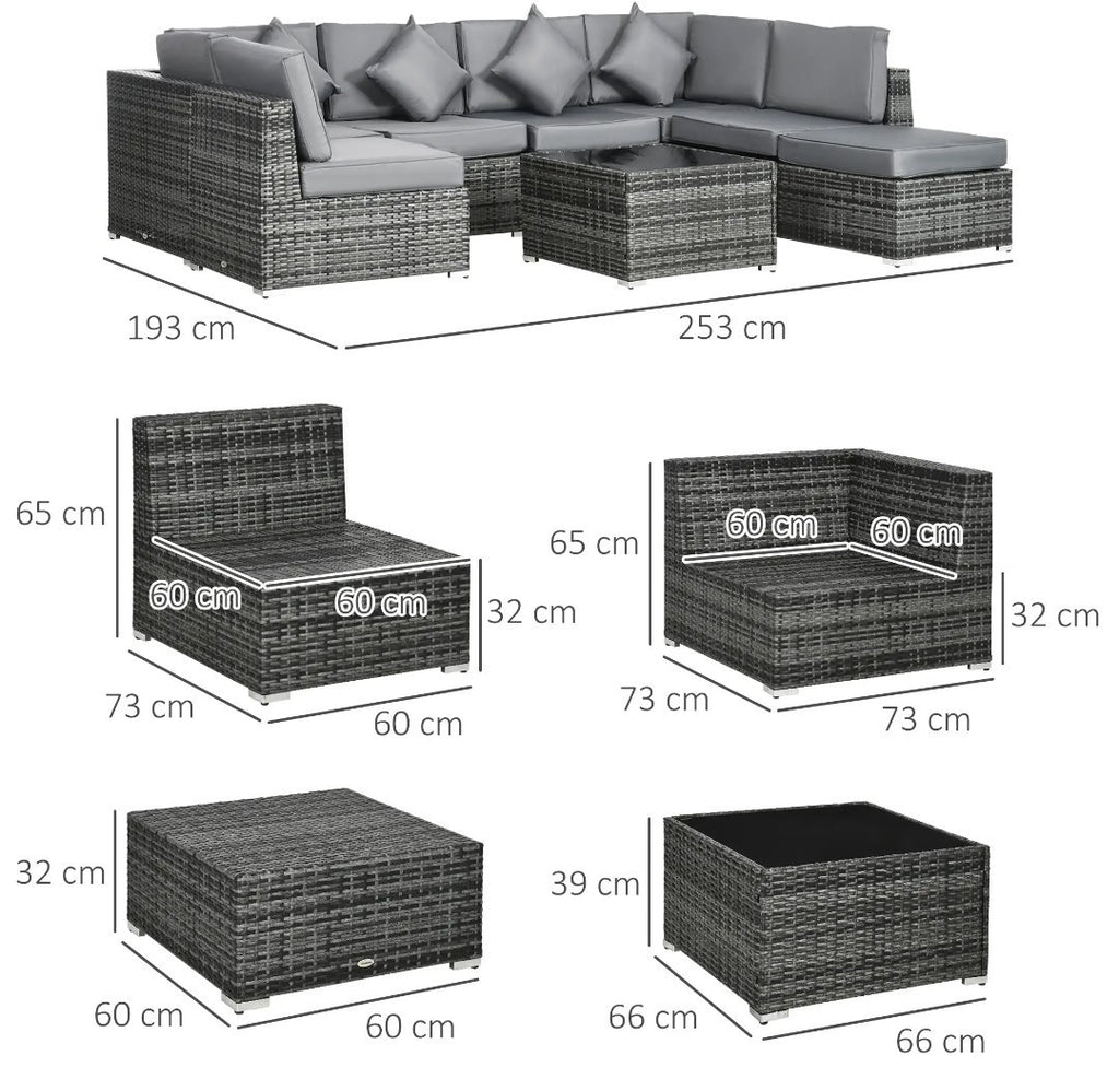 PE Rattan Corner Sofa Set | Outdoor Garden Furniture, Grey