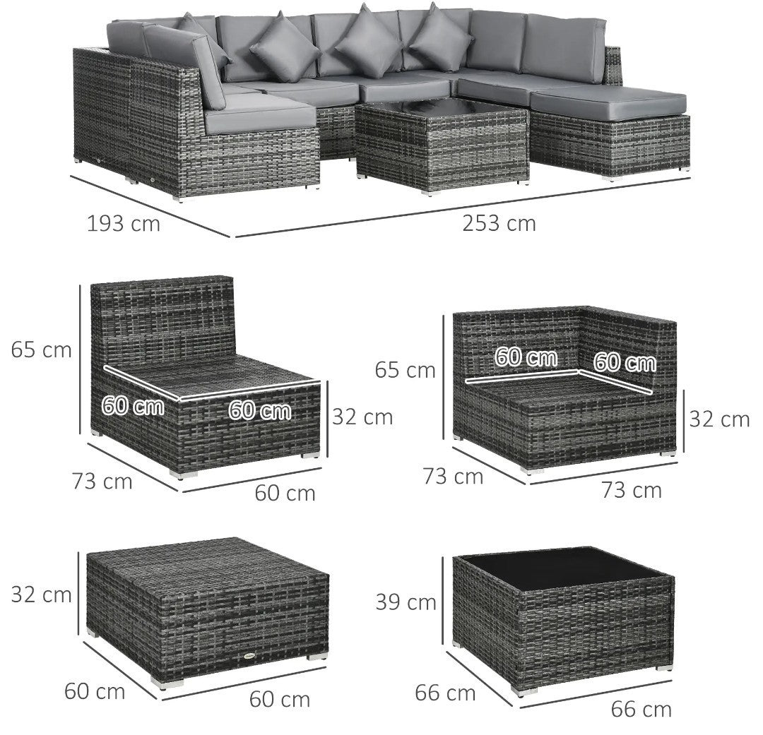 PE Rattan Corner Sofa Set | Outdoor Garden Furniture, Grey