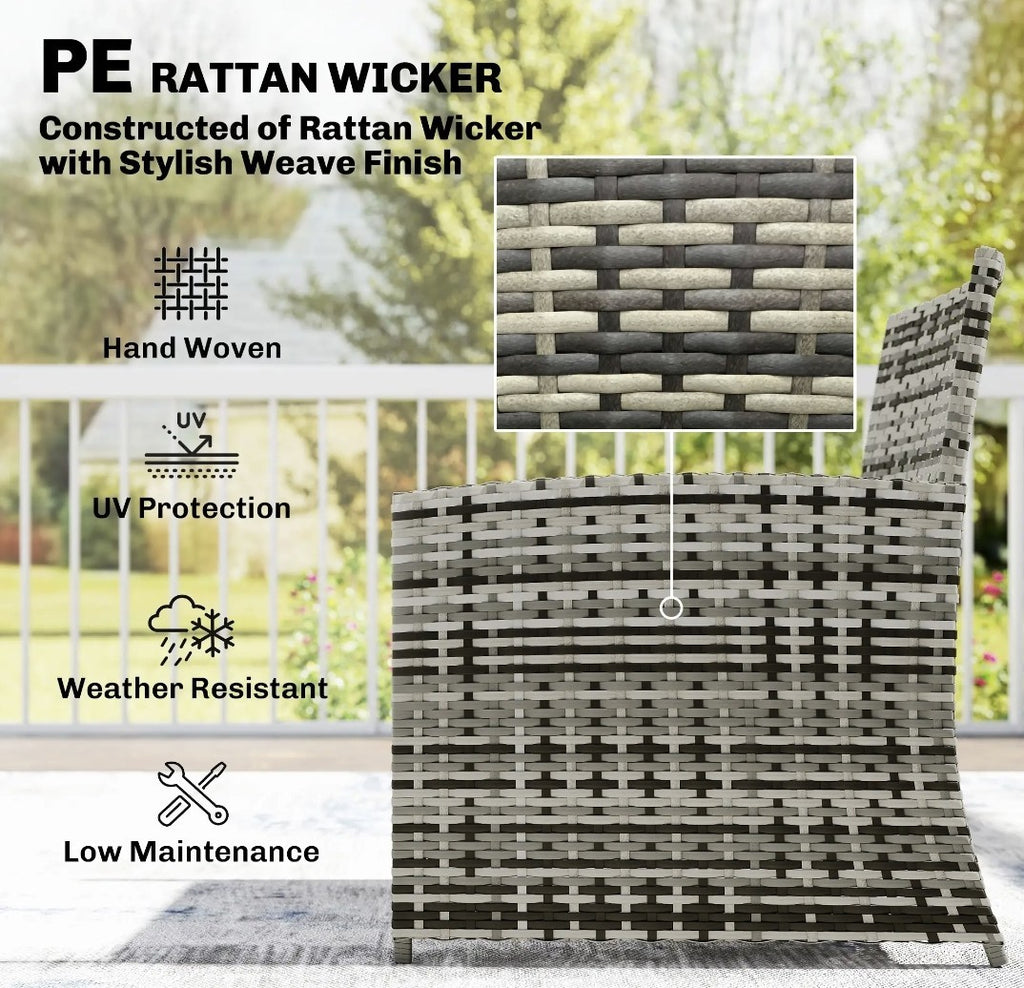 6-Piece Space-Saving Rattan Patio Furniture Set | Grey Cushions