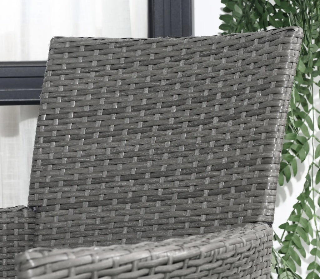 3-Piece Rattan Garden Bistro Set with 2-Tier Table | Grey