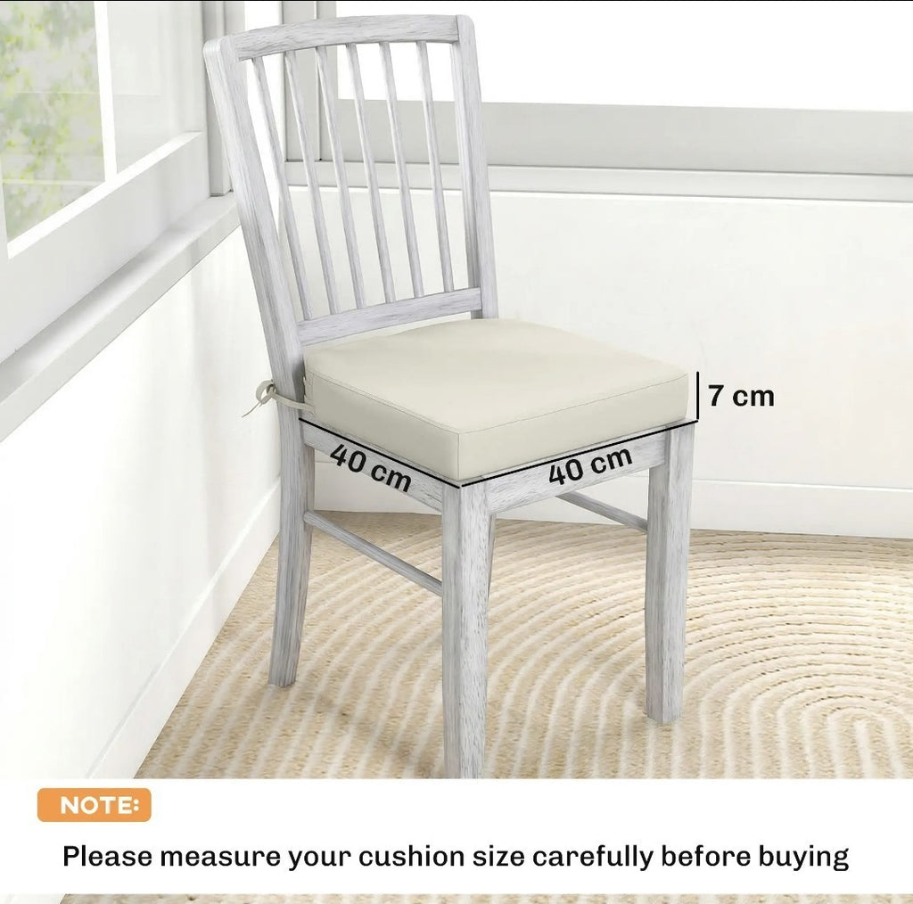 Garden Chair Seat Cushions | Set of 2 | 7cm Foam | Water-Resistant | Cream White
