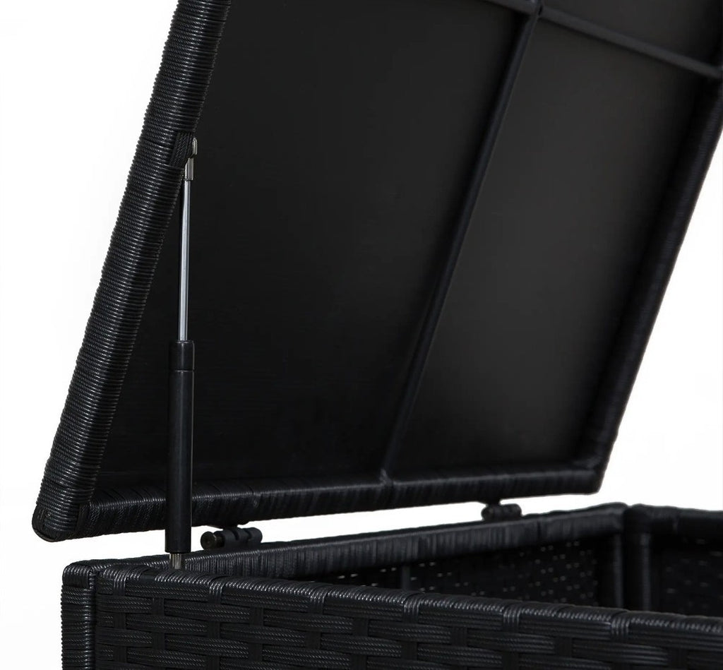 4-Seater Rattan Garden Set with Storage Box & 2-Drawer Coffee Table | Black
