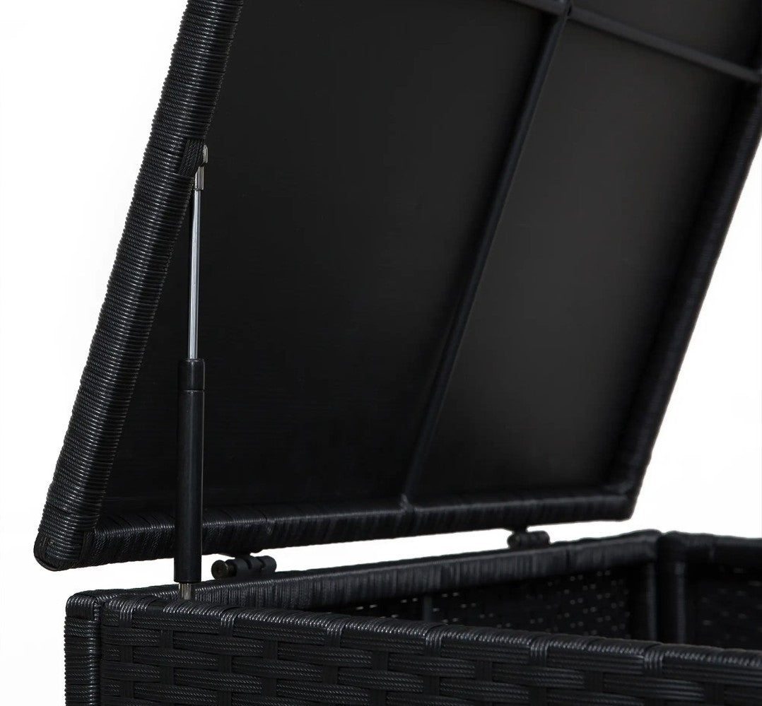 4-Seater Rattan Garden Set with Storage Box & 2-Drawer Coffee Table | Black