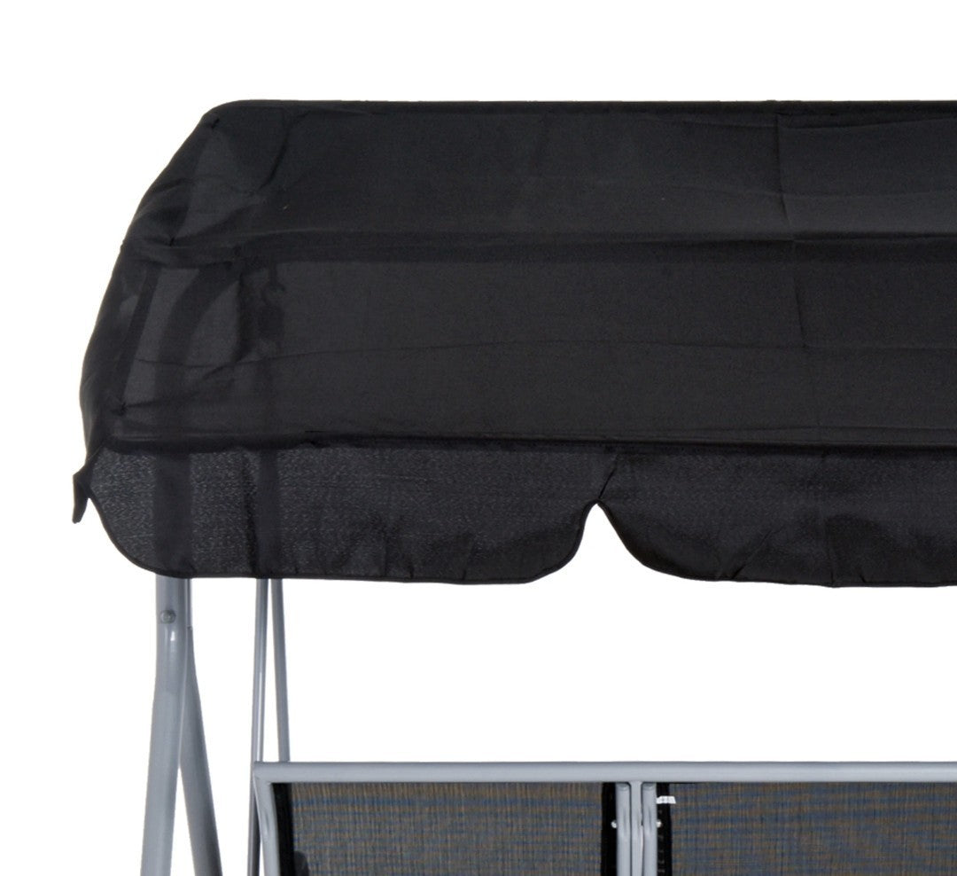 3-Seater Garden Swing Chair with Canopy – Black