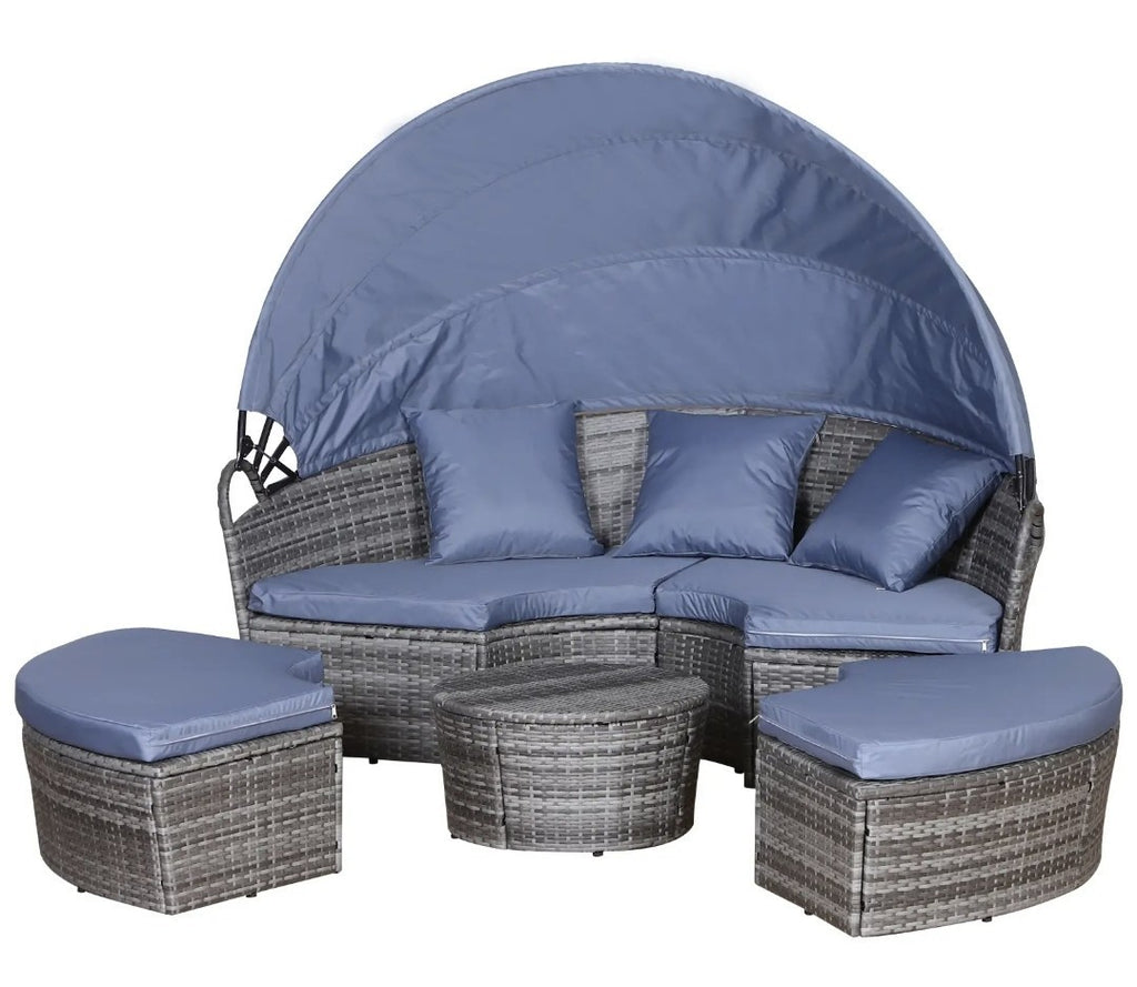 Outdoor PE Rattan Garden Furniture Set | Cushioned Patio Wicker Conversation Set