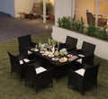 7-Piece Rattan Garden Dining Set with Cushions – Black