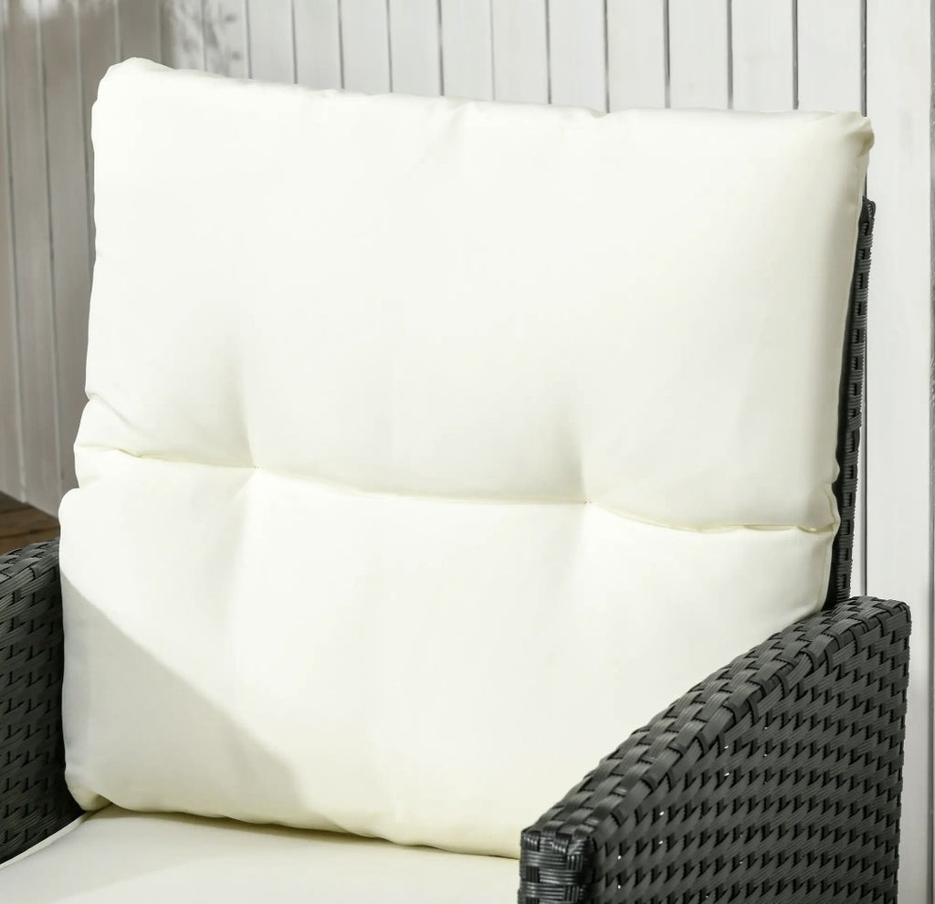 5-Seater Rattan Garden Sofa Set | 2 Armchairs & 3-Seater Wicker Sofa – Black & Cream
