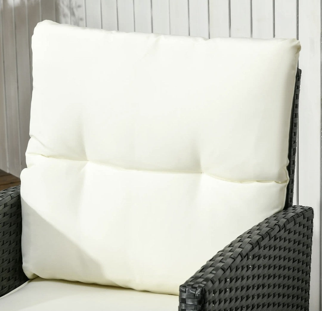 5-Seater Rattan Garden Sofa Set | 2 Armchairs & 3-Seater Wicker Sofa – Black & Cream
