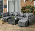 PE Rattan Corner Sofa Set | Outdoor Garden Furniture, Grey